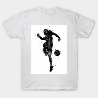 Soccer Boy Player Black and White T-Shirt